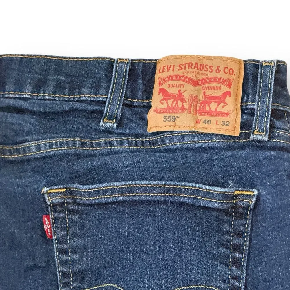 Levi's 559 Jeans Mens 40x32 Relaxed Straight Dark Wash Blue Denim Pants Mid Rise